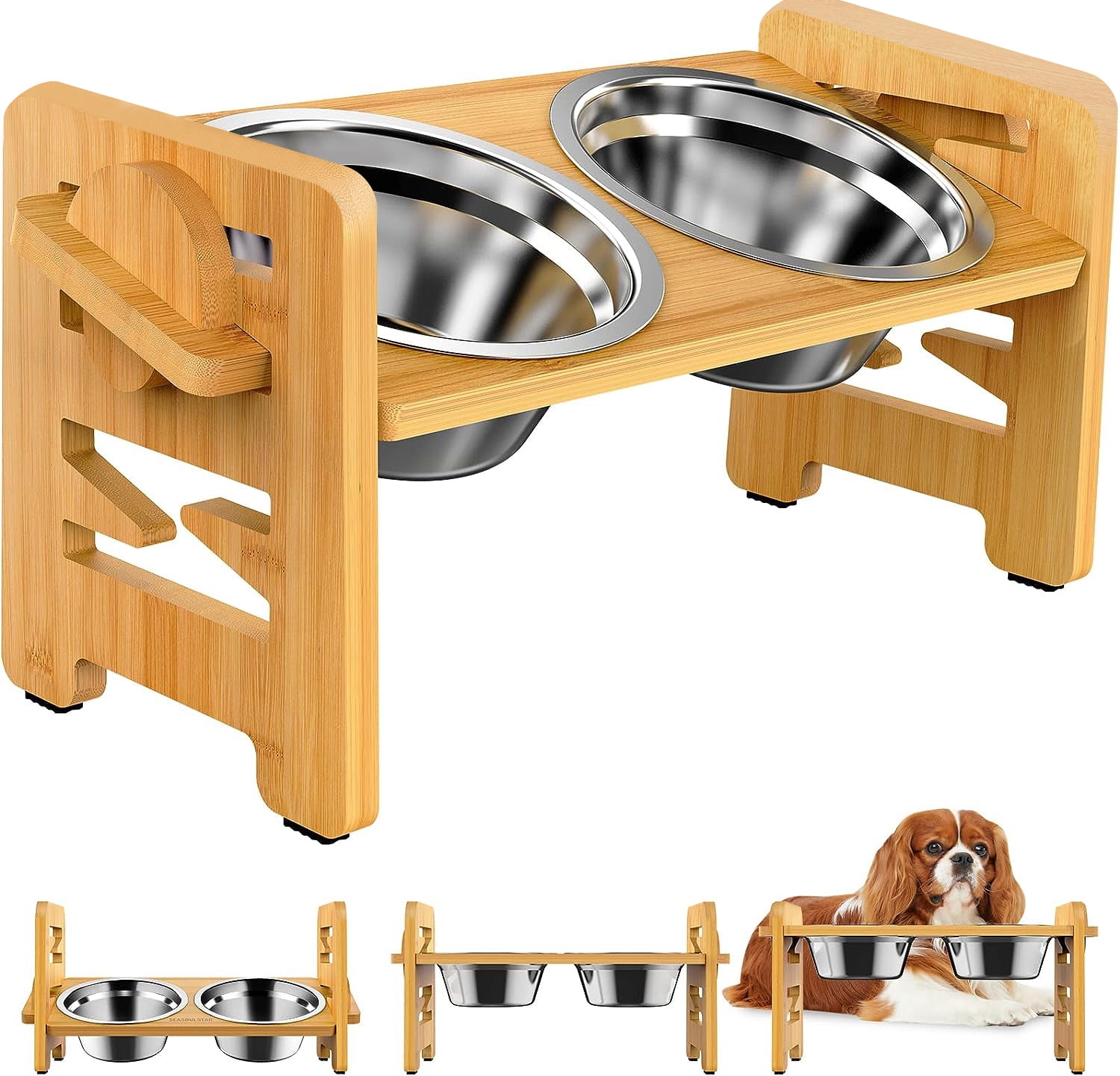 Elevated Dog Feeder Raised Dog Bowls Mid Century Modern Pet Bowls Cat Bowls  Dog Bowls Small Pet Bowl Stand Wood Personalized Pet 