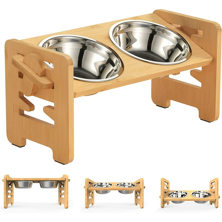 Petbank Elevated Dog Bowls Raised Dog Bowl Stand with 2 Stainless Steel  Bowl Set, 6 Adjustable Heights(5.5”-11.4”), 18°Tilt Dog Food Bowls for  Large