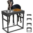 thumbnail image 1 of Elevated Dog Bowls,Stainless Steel Raised Dog Bowls, Adjustable to 8 Heights(2.75" up to 20''),for Small, Medium, Large,Extra Large Sized Dogs with 2 Stainless Steel Dog Bowls for Food & Water, 1 of 7