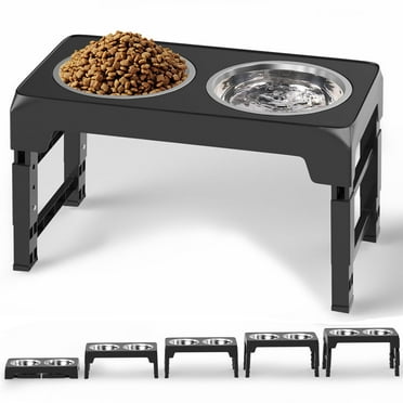 Elevated Dog Bowls Stand with 2 Thick 42oz Stainless Steel Dog Food Bowls, Raised Dog Bowls 5 Heights Adjustable  for Small Medium and Large Dogs, Cats