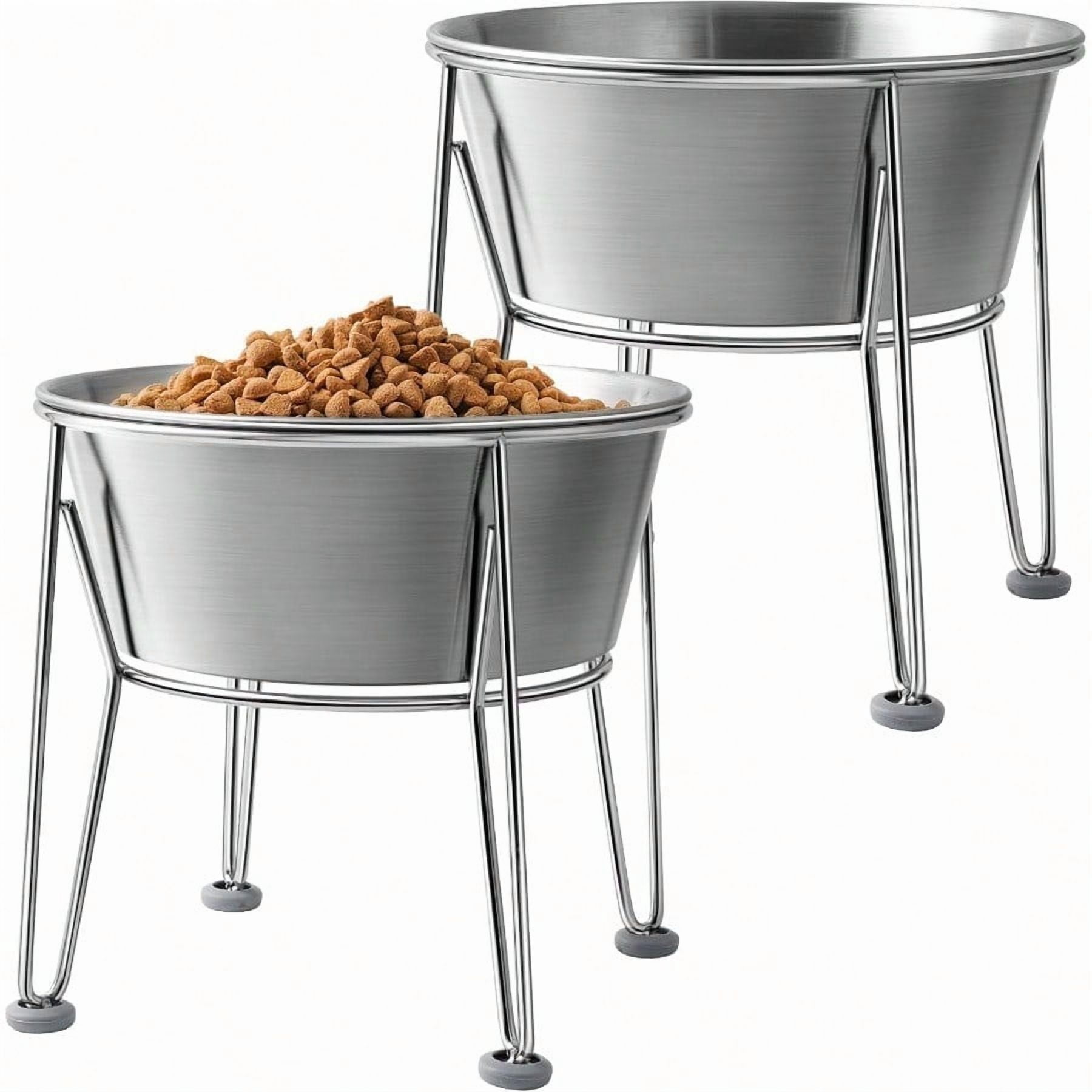 Elevated Dog Bowls For Large Medium Dogs Stainless Steel 64oz 8 Cup Raised Feeder With NonSlip Base Dual Food Water Bowls 2Pack
