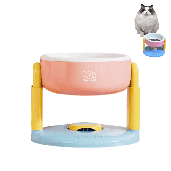 Elevated Dog Bowls with 1 Food Bowl Raised Bowls with No Spill Edge Non-Slip Stand Adjusts to 3 Heights for Small Medium Dogs and Cats