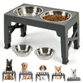 thumbnail image 1 of Heeyoo Adjustable Height Large Plastic Elevated Bowl with 2 Stainless Steel Dog Bowls for Dogs, Gray, 1 of 7