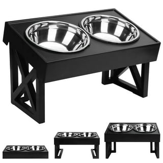 Smoke Grey Acrylic Double Bowl Elevated Pet Feeder Hiddin Color: Black, Overall Height: Medium (7)