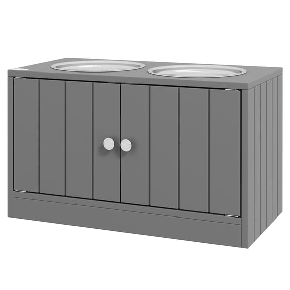 Elevated Dog Bowls with Storage Cabinet Containing Large 44L Capacity, Gray