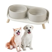 Elevated Dog Food Water Bowl - Raised Ceramic Dog Bowl Set with Non Slip Stand - Double Dog Feeding Bowls for Small to Medium Sized Dogs - 2 x 850 ml - 28.74 oz - Grey
