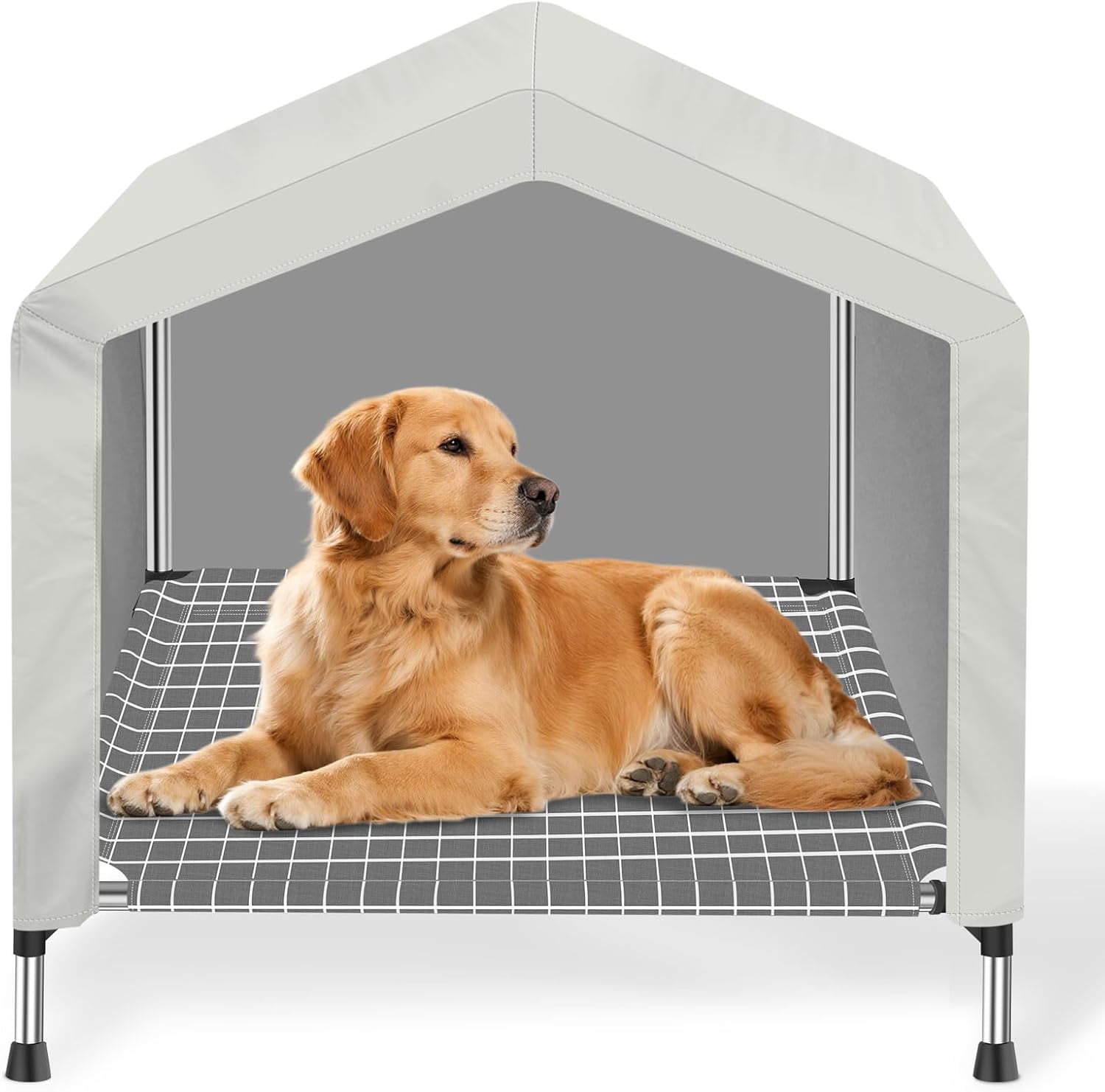 Elevated Dog House for Outdoor or Indoor - Waterproof Dog Tent Cat House, Dog Sunshade Tent, Pet House with Removable Cover, Suitable for Medium Cats Dogs
