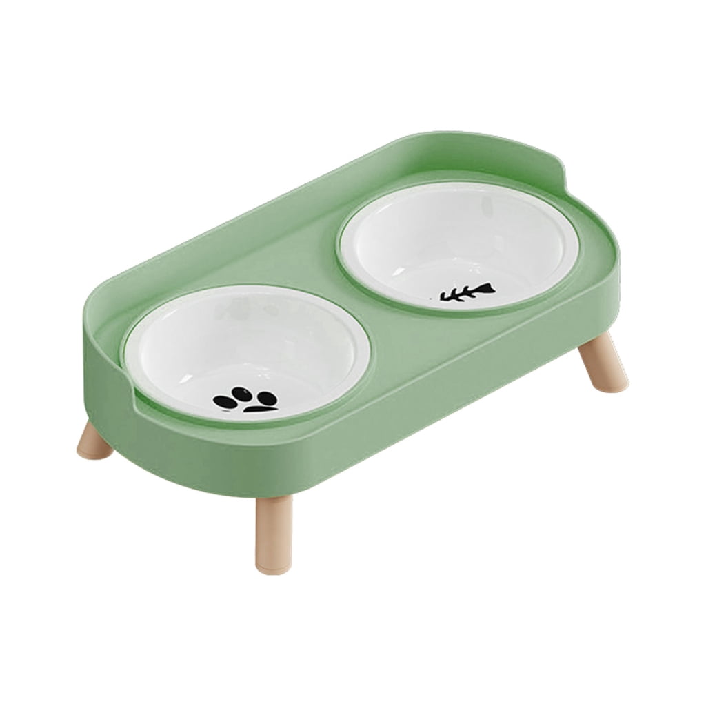 Elevated Double Bowl Pet Feeder Food Dish with Easy to Clean Dishwasher Safe Pet Food Water Bowl For Small Dog Cats