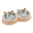 thumbnail image 1 of Pet Supplies Cute and Playful Cat Ear Shaped Stainless Steel Double Bowl for Dogs and Cats Food Grade Water Dish with Non- Base, 1 of 6