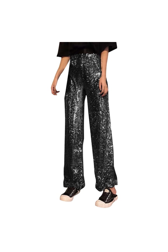 Elevated Everyday Trousers for Women Featuring a High Waist and Shimmering Metallic Threads in a Relaxed Flowy A-Line Cut for Comfort and Style Comfortable Sweatpants for Women Relaxed Fit Pant