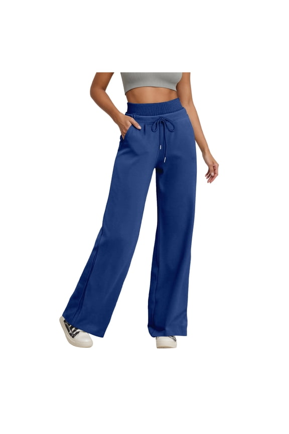 Elevated Everyday Wide Leg Trousers High Waist Comfort Stretch Drawstring Yoga Workout Pants For Women Outdoor Running Wear Elastic High Waisted Straight Leg Pull On Trousers