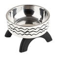 thumbnail image 1 of Elevated Food Bowl, Stainless Steel Printed Raised Pet Feeding Dish Tilted Neck Protection Water Station Stable Base for Cats Small Dogs Indoor Kitchen Use White, 1 of 4