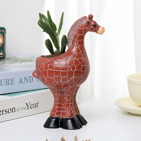 Elevated Foot Design Decorative Planter for Interiors Unique Fawn Sculpture Shelf Craft Stylish Indoor Décor