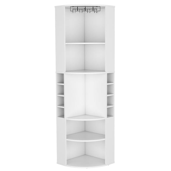 Elevated Glass Rack Feature | Easy - access Stemware Storage in Living Room | Convenient Mixology Experience