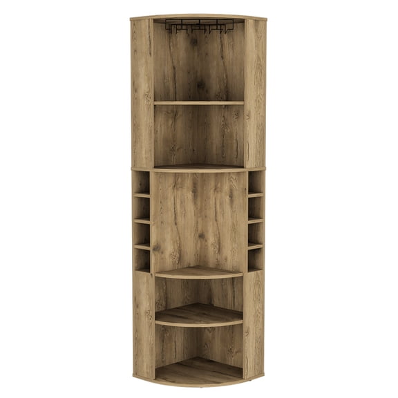 Elevated Glass Rack & Space - Efficient Design - Ideal for Living Room Mixology in Beige