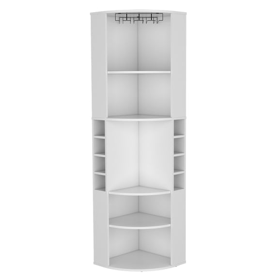 Elevated Glass Rack in White Bar Cabinet / Convenient for Living Room Drinks