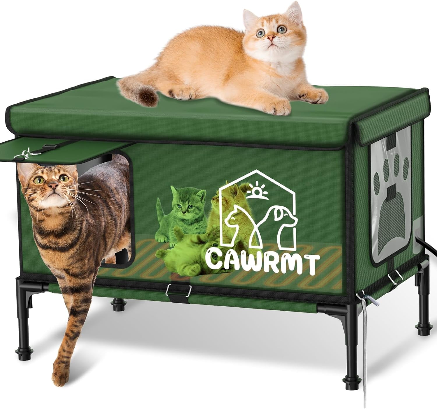 Animal Shelter Fully Insulated Outdoor Cat House Elevated Heated