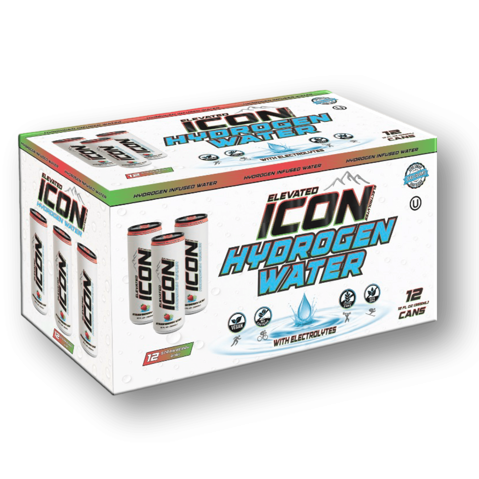 Elevated ICON Hydrogen Water Strawberry Kiwi Flavor 12pk