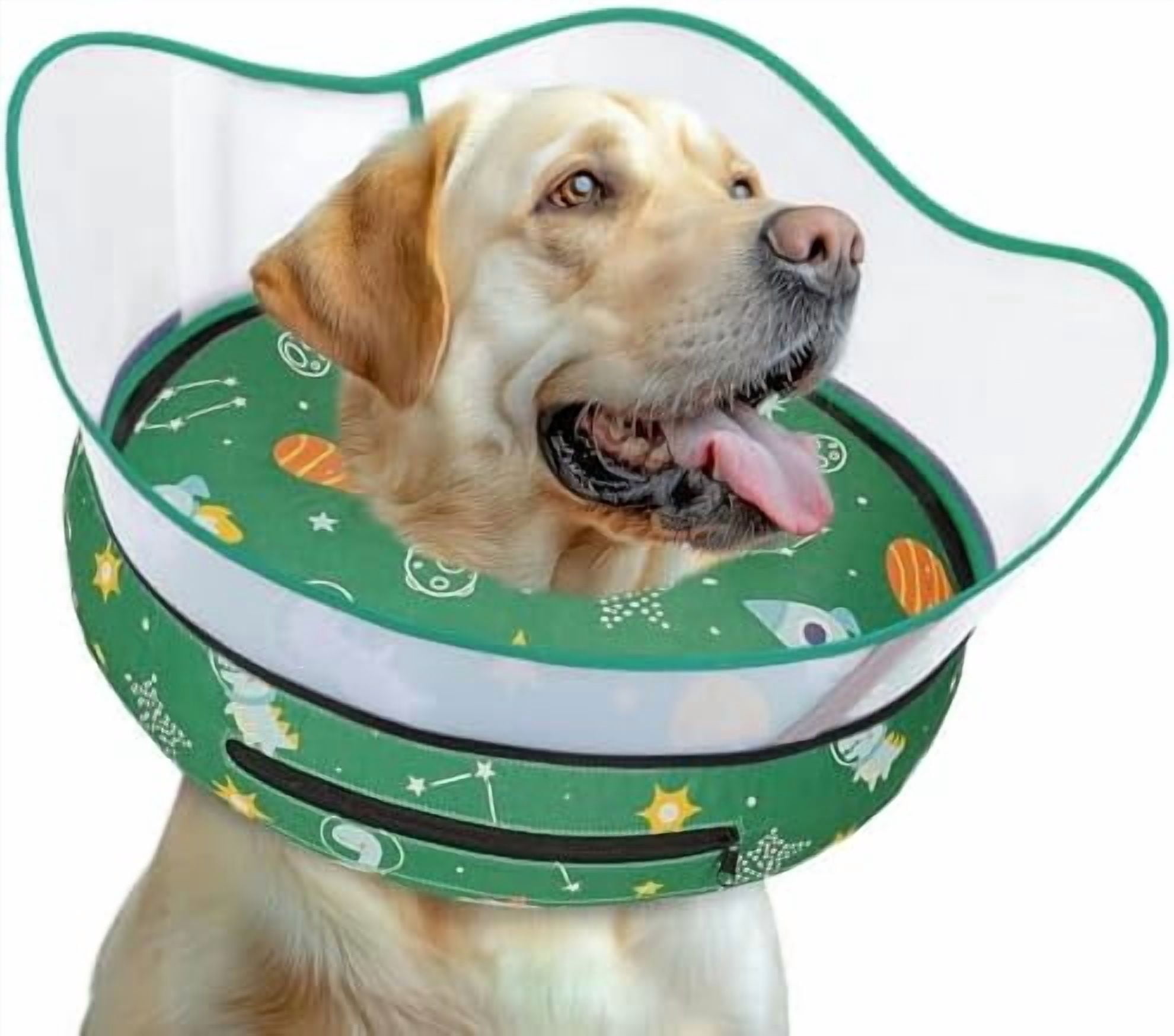Elevated Inflatable Dog Cone Collar to Stop Licking, Dog Donut Collar After Surgery, Soft Dog Cone Alternative for Small Medium Large Dogs Green,XL(Neck 14"-18")
