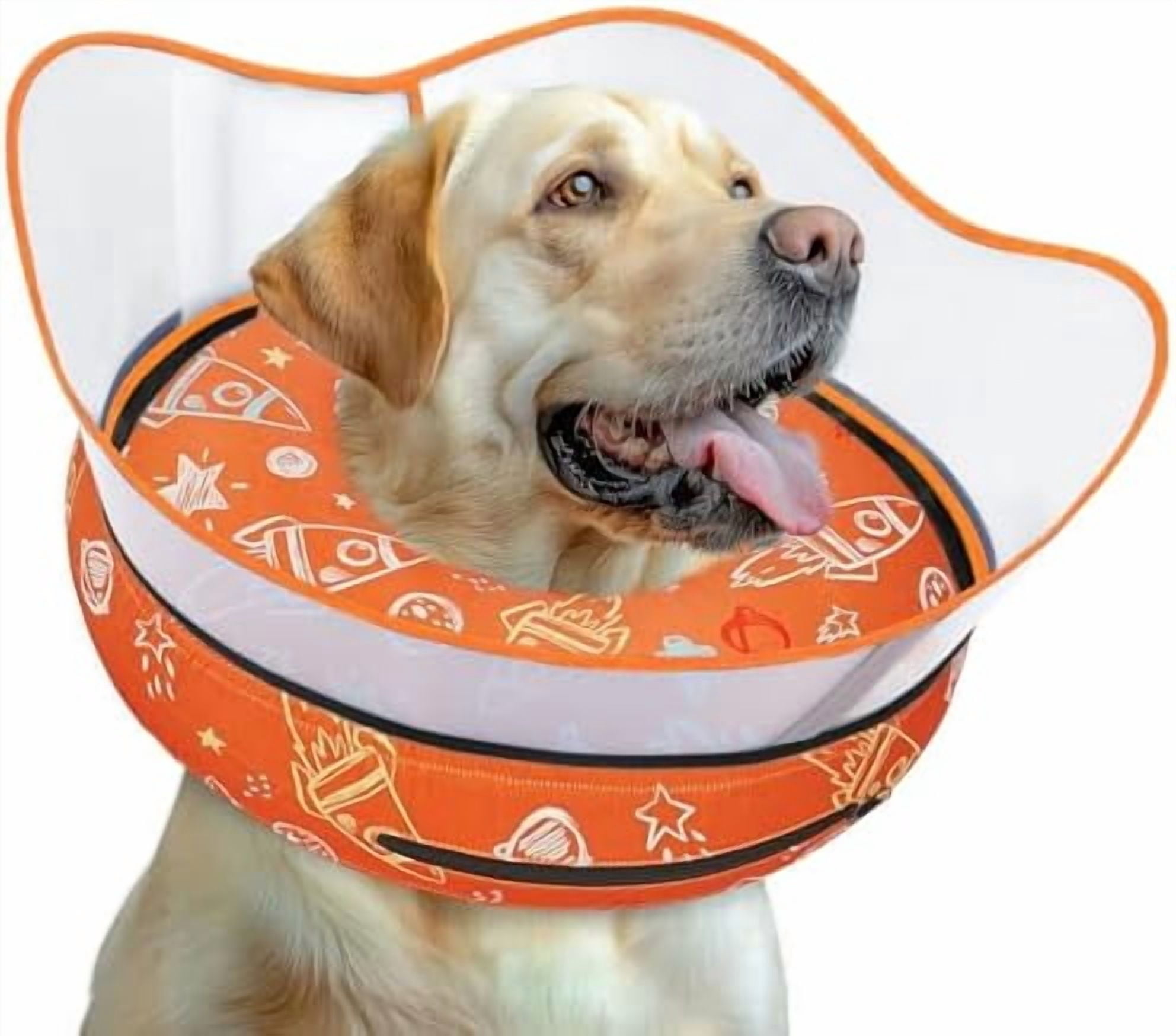 Elevated Inflatable Dog Cone Collar to Stop Licking, Dog Donut Collar After Surgery, Soft Dog Cone Alternative for Small Medium Large Dogs Orange,XL(Neck 14"-18")