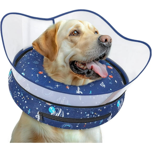 Elevated Inflatable Dog Cone Collar to Stop Licking, Doggie Donut Collar After Surgery, Soft Dog Cone Alternative for Small Medium Large Dogs