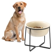 Elevated Large Dog Food Bowls - Raised Dog Bowl with Non Slip Stand - Heavy Weighted Ceramic Dog Feeding Bowl - Extra Wi