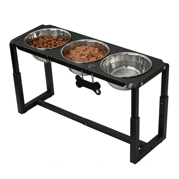 Elevated Metal Dog Bowl Stand 8.8-14" | M/L Dogs | 3×58oz Bowls
