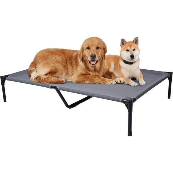 Elevated Outdoor Dog Bed - Dog Cots for Large Dogs XL, Heavy Duty Raised Cot Waterproof, Cooling Pets Bed with Washable Durable Teslin Mesh and Non Slip Feet, 49 Inches, Grey