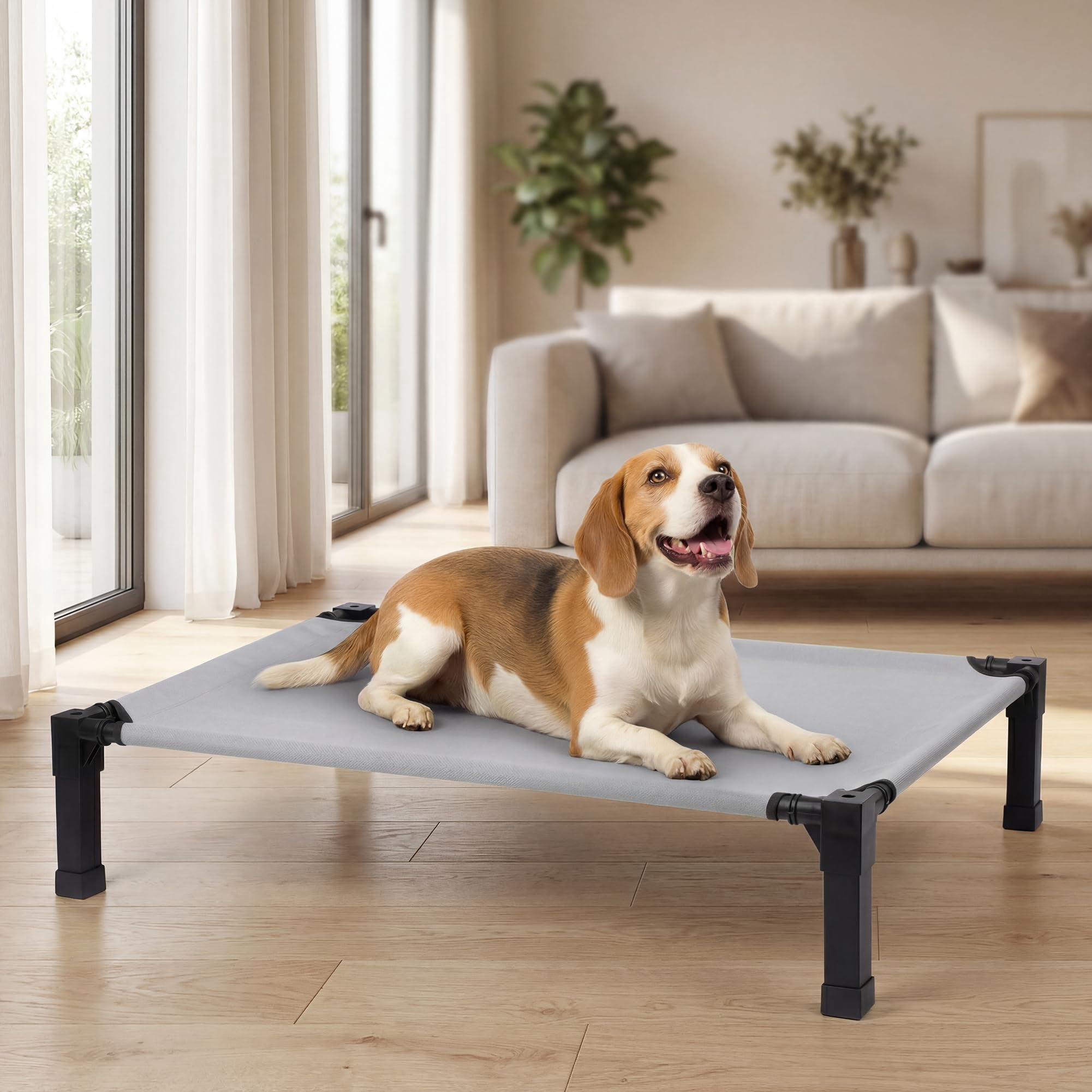Elevated Outdoor Dog Bed  Pet Steel-framed And Non-slip Feet Raised With Waterproof Washable Breathable Teslin Mesh 42in