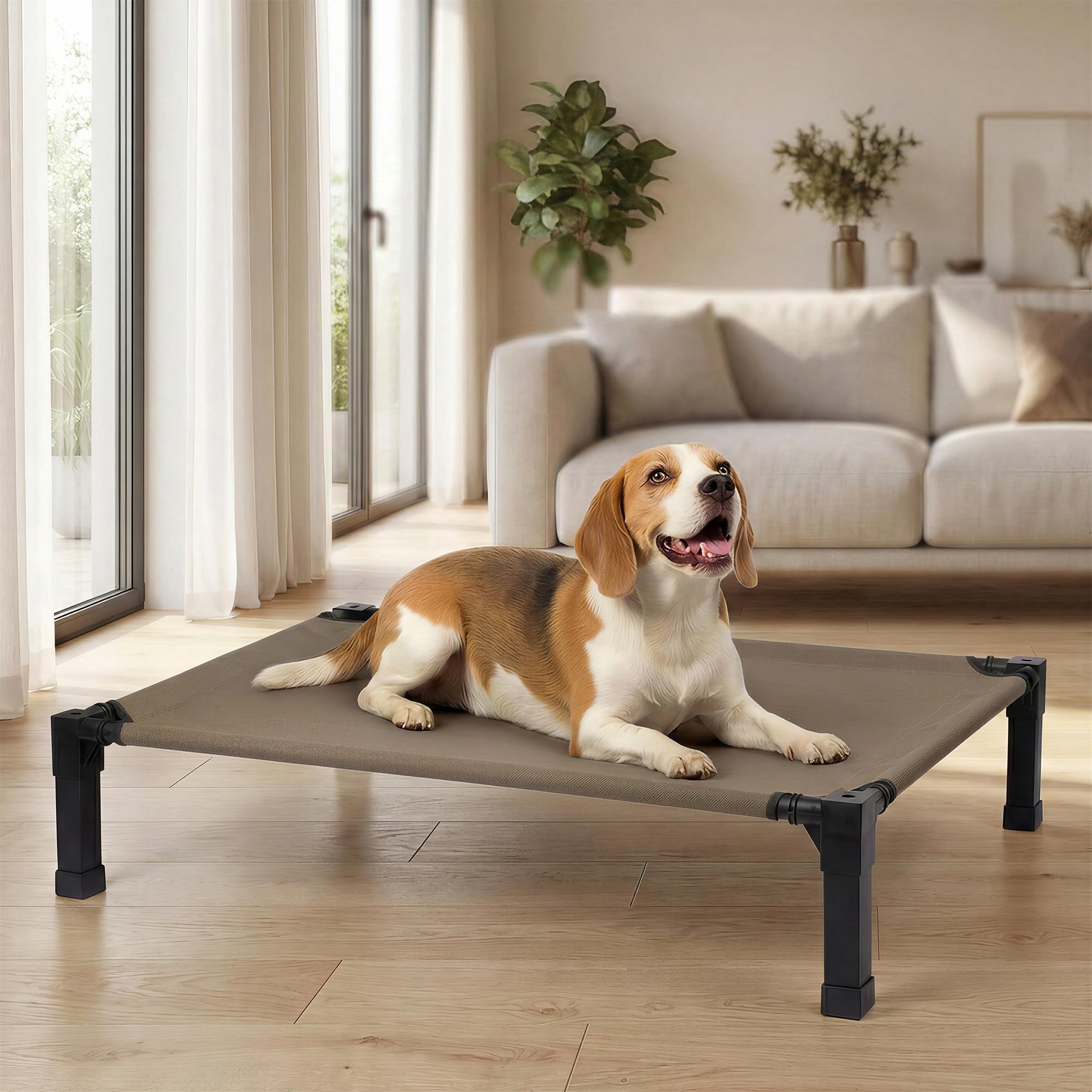 Elevated Outdoor Dog Bed  Pet Steel-framed And Non-slip Feet Raised With Waterproof Washable Breathable Teslin Mesh 42in