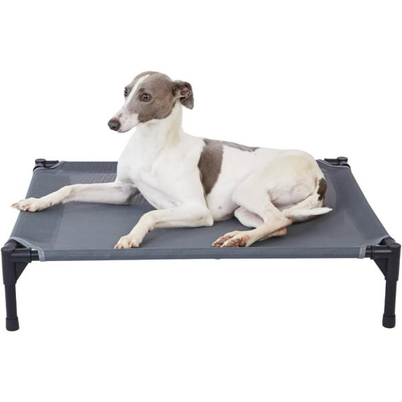 Elevated Outdoor Dog Bed - Raised Cot for Large Dogs, Heavy Duty Pet Cots Waterproof, Cooling, Washable Breathable Teslin Mesh, Durable, Non Slip, 42 Inches, Grey