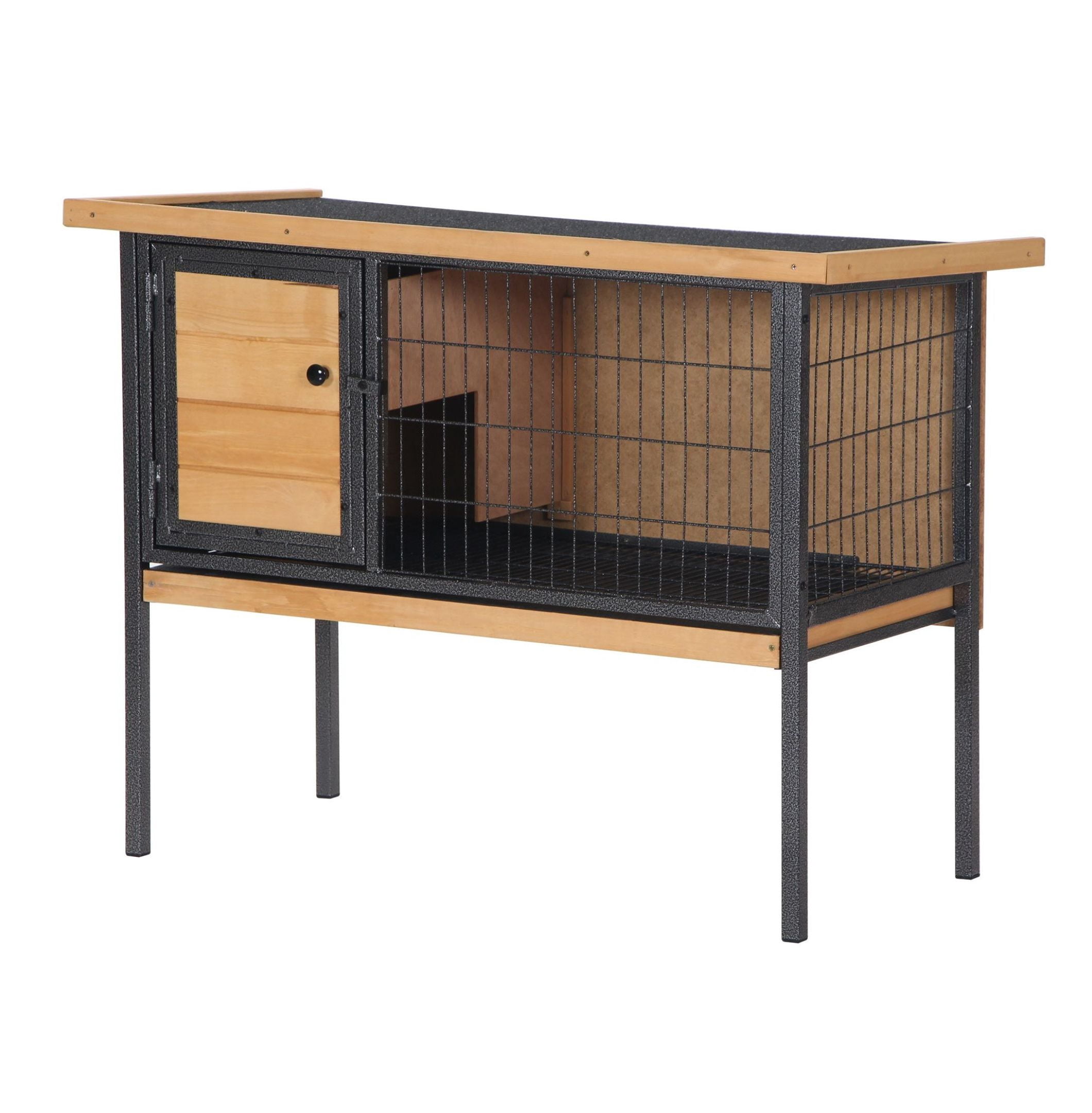 Elevated Outdoor Rabbit Hutch Wooden Pet House Bunny Cage with Removable Tray 36L x 17.75W x 27.5H Natural