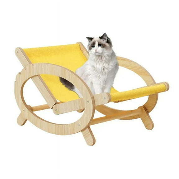 Elevated Pet Bed Chair Cat Sleeping Climbing Frame Chair Adjustable Scratch Bed with Canvas Cover Scratch- A