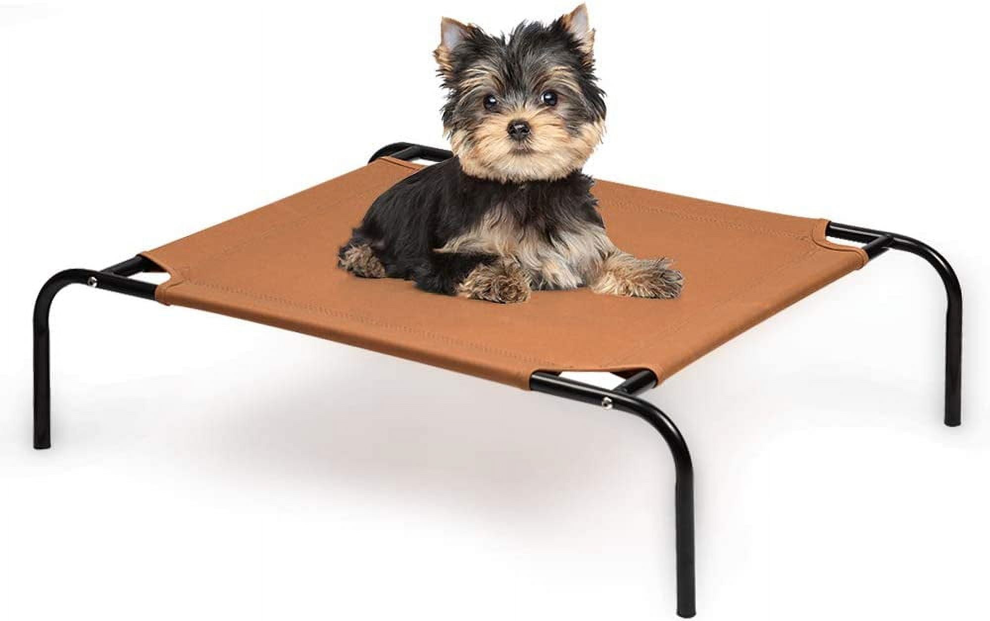 Elevated Pet Bed Small Pet Cot for Dogs Cats Outdoor Indoor Camping Raised Cot Brown