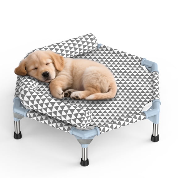 Elevated Pet Bed, Small, Triangle-6 Sided Bolster, For Dogs