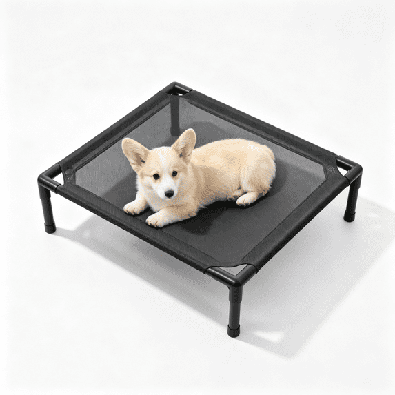 Elevated Pet Cot Bed for Cats & Small Dogs, Breathable Elevated Cat Bed with Anti-Slip Feet, Tool-Free Assembly, Waterproof Portable Pet Bed for Indoor Outdoor Use