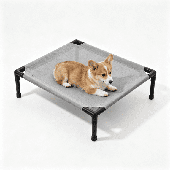Elevated Pet Cot Bed for Cats & Small Dogs, Breathable Elevated Cat Bed with Anti-Slip Feet, Tool-Free Assembly, Waterproof Portable Pet Bed for Indoor Outdoor Use