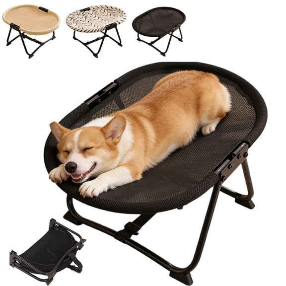 Elevated Pet Cot Hammock, Free-Standing Foldable Cat Bed, No-Assembly Breathable Mesh Raised Sleeping Platform for Cats and Small Dogs, Indoor Outdoor Use(B)