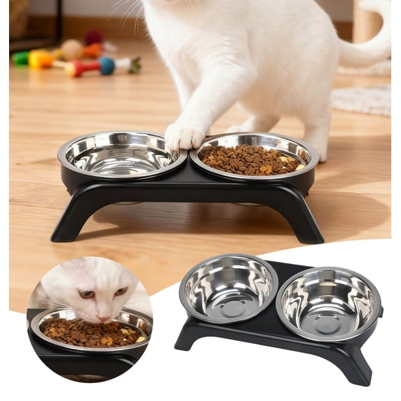 Elevated Pet Feeder Bowls with Stand Adjustable Height for Indoor Dining Smooth Slow Feed for Cats and Dogs Elevated Design