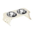 thumbnail image 1 of Elevated Pet Feeder, Raised Double Dog Bowls Stand for Neck Protection, Foldable Metal Frame with Two Stainless Steel Bowls for Cats and Small Dogs, Beige/Black/Gray, 1 of 5