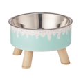 thumbnail image 1 of Elevated Pet Feeding Bowl, Cat Dog Food Water Dish With Wooden Leg Base, Cute Ice‑Cream Sprinkles Pattern Raised Food Dish For Neck Comfort Cats And Small Dogs, 1 of 8