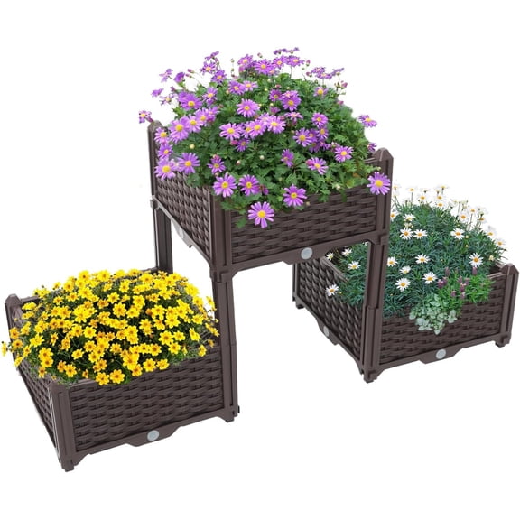 Elevated Planter Bed, Raised Garden Boxes with Drain Holes Vegetable Flowers Planting Raised Container Indoor Outdoor Planters Planting Container Patio Plant Boxes