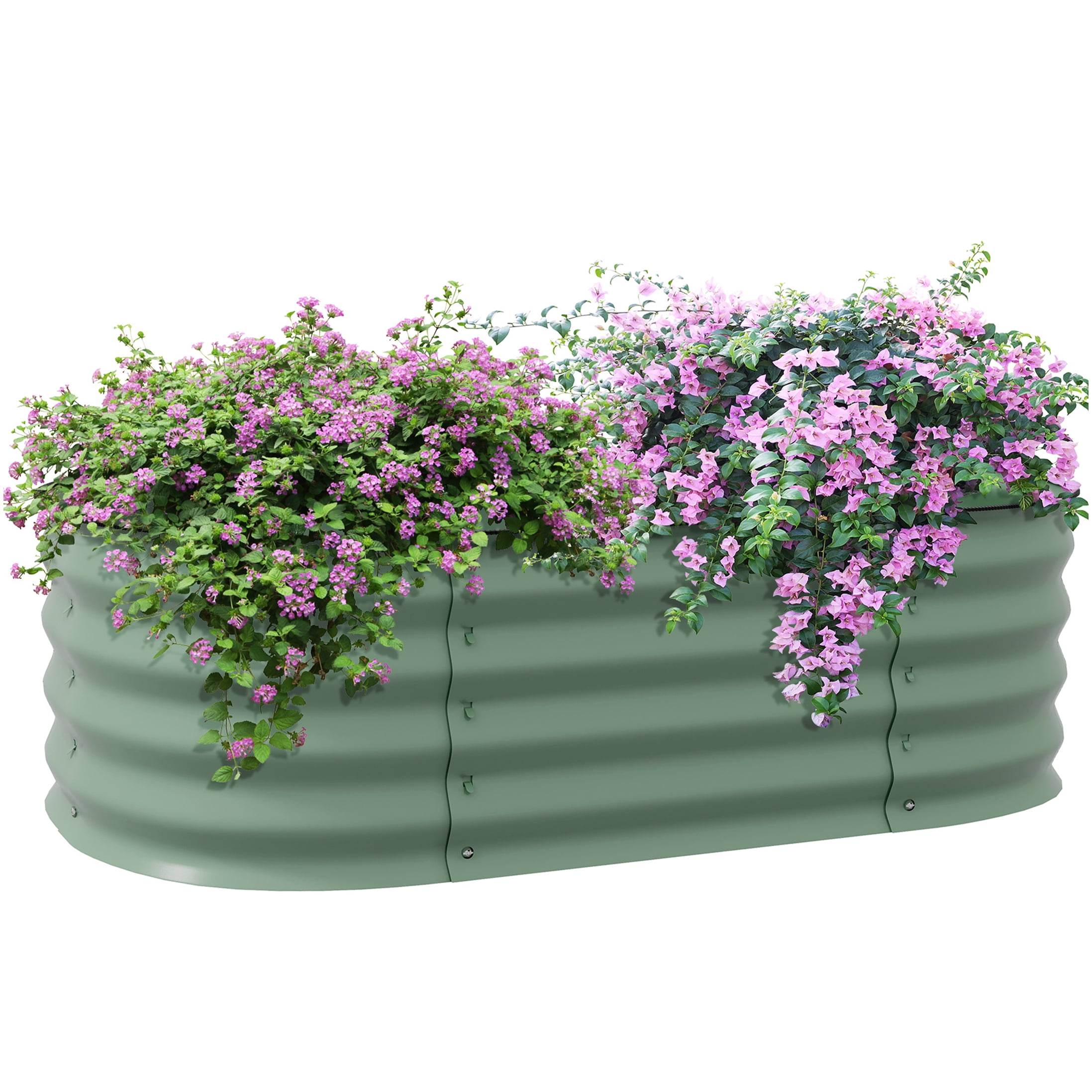 Elevated Planter Box with Safety Edge, Outdoor Metal Raised Garden Bed for Herbs, Vegetables & Flowers