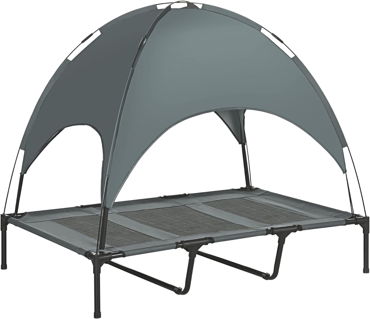 Gray Elevated Outdoor Dog Cot with Canopy Shade, 48 Inch
