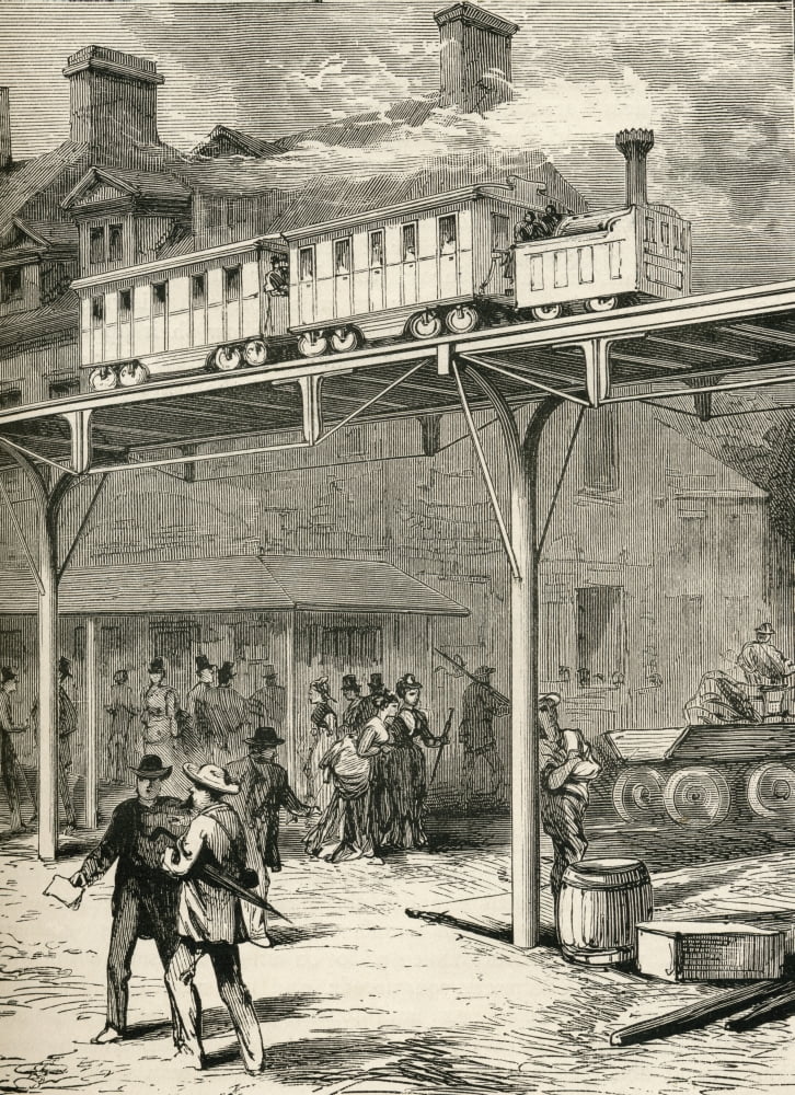 The Elevated Railway Broadway New York America In The 19Th Century From The Worlds Inhabitants By GT Bettany Published 1888 Canvas Art - Ken Welsh Design Pics (24 x 34)