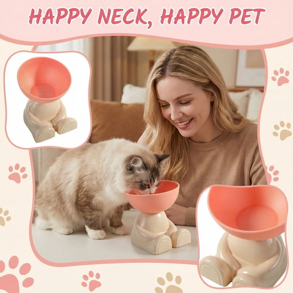 Elevated/Raised Dog Bowl for Small Breeds, Dog Food Water Dish ,Pet Feeding Bowl for Cats and Small Dogs Puppy for Improved Digestion Pink (5.5*4.72 In)