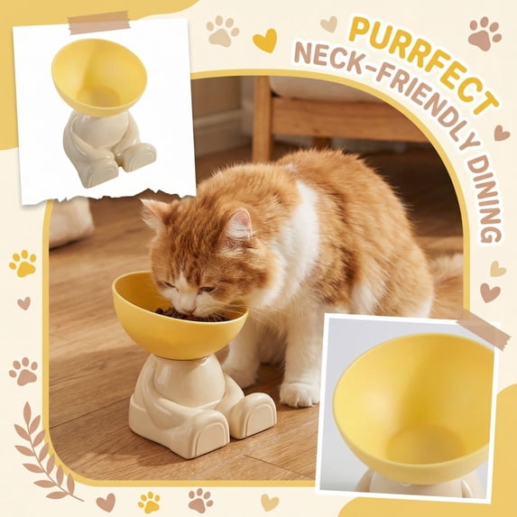 Elevated/Raised Dog Bowl for Small Breeds, Dog Food Water Dish ,Pet Feeding Bowl for Cats and Small Dogs Puppy for Improved Digestion Yellow (5.5*4.72 In)