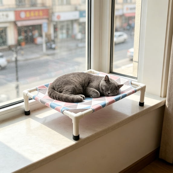Elevated Raised Dog Cat Bed, Summer Cooling Breathable Fabric Pet Bed with Sturdy Frame, Removable Washable Cover Foldable Portable Cat Dog Bed for Indoor Outdoor Camping Travel All Season Use