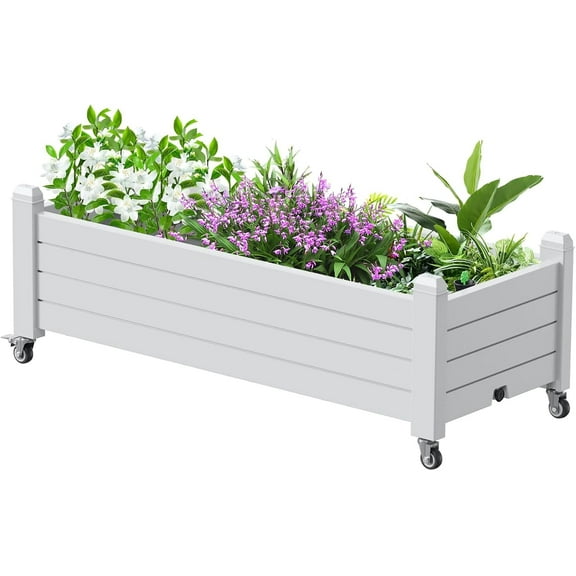 Elevated Raised Garden Bed with Legs,Outdoor Large Resin Patio Planter Box Stand Divisible with Drain Plug,Water Monitor for Plants Vegetables Flowers Fruits(Ashen)