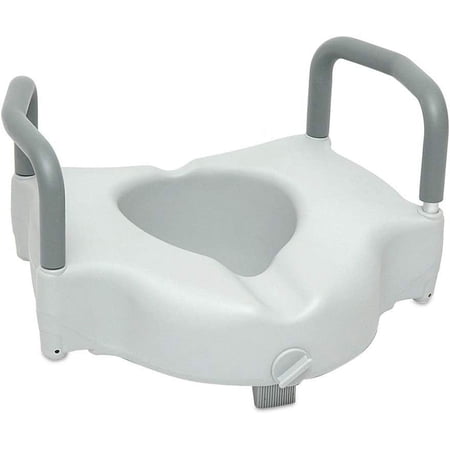 Elevated Raised Toilet Seat & Commode Riser with Removable Padded Handles with EZ Locking Mechanism, White
